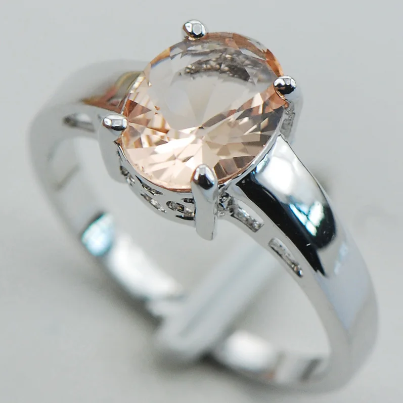 Женское серебряное кольцо Morganite с привлекательным дизайном размеры 5 6 7 8 9 10 11 12