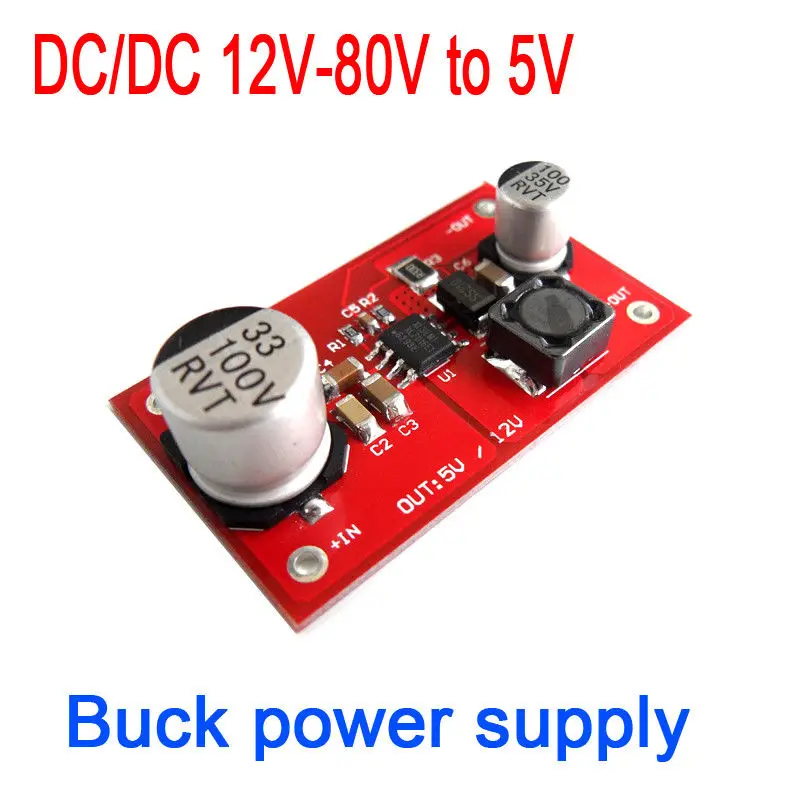 

DC-DC 12V - 80V 15v 19V 24V 36v 48v 60V 72V to 5V 12V Buck Converter Step-down power Supply Voltage Regulator Module