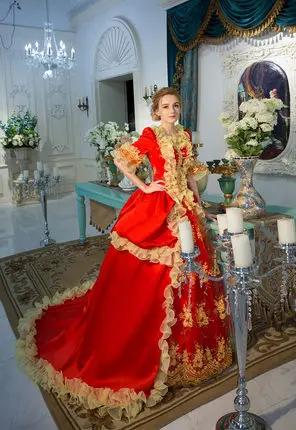 100% настоящая красная Золотая Венеция карнавальное бальное платье в стиле