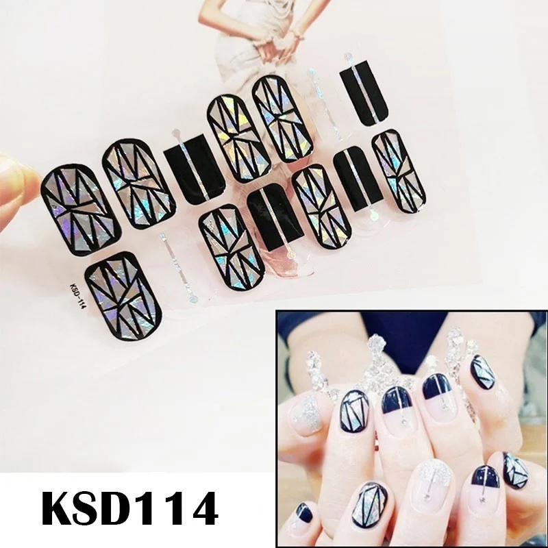 KSD114 Леди KINDOM DIY стикеры 3D на ногти Nail Art Лазерная целлофановая блестки накладные ногти водонепроницаемый дизайн ногтей экологическая фольга для обертывания ногтей - Цвет: KSD114