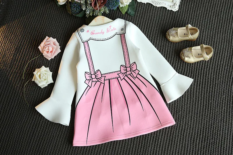 Симпатичная одежда для маленьких девочек на весну и осень платье с длинными