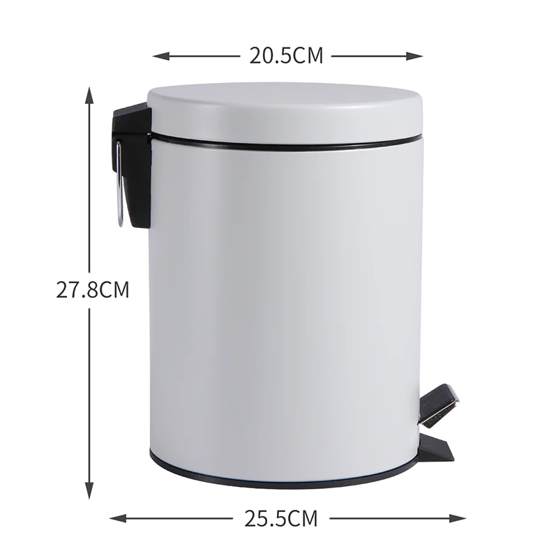 

5L Round Trash Can light grey Rubbish Can Foot Pedal Type Dustbin Eco-friendly Bathroom Rubbish Can Kitchen Waste Bin