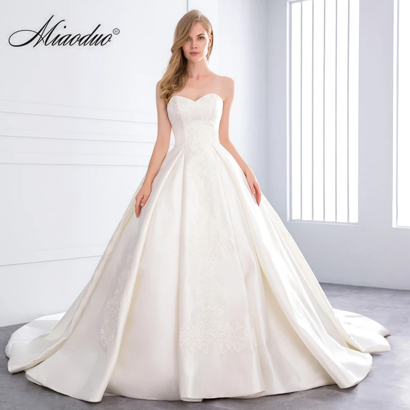 Miaoduo 2021 атласные свадебные платья для невесты кружевное платье Vestidos De Novia размера