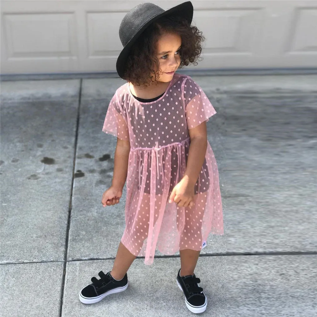 2019 Toddler Kids Baby Girls Tulle Perspective Smock Princess Party Pageant Dresses Spring summer Casual fashion | Детская одежда и