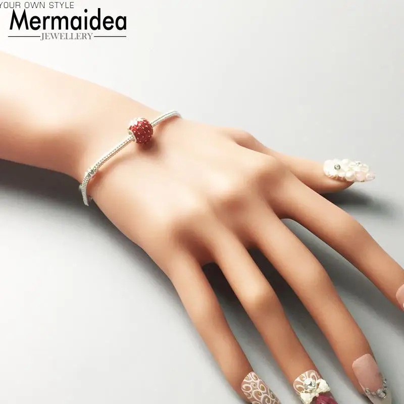 Beads Strawberry silver plated Fits Bracelet Necklace European DIY Bijoux Jewelry Accessorie Gift For Women | Украшения и