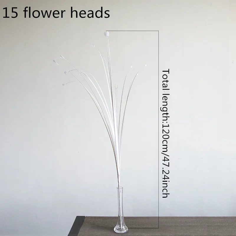120cm 15heads 10 шт./лот Высокое качество Имитация белый павлин трава Свадьба дорога свинец декоративный искусственный цветок украшение дома стрельба реквизит - Цвет: 120cm 15heads