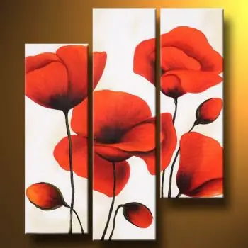 

Hand Painted Oil Painting Red Poppies II-Modern Oil Painting On Canvas Art Wall Decor-Floral Oil Painting Wall Art