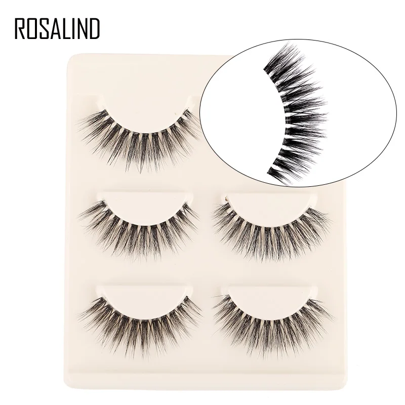 Накладные ресницы ROSALIND 3 пары удлиненные объемные норковые для