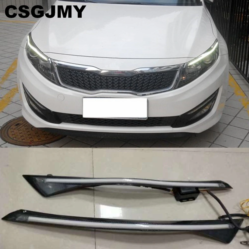 CSGJMY автомобильный головной светильник светодиодный для бровей дневной ходовой светильник DRL с желтым сигналом поворота светильник для KIA Optima K5 2011 2012 2013