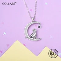 collare 100 925 sterling silver cat on the moon pendant cute animal girls dainty gift jewelry love necklace women p611
