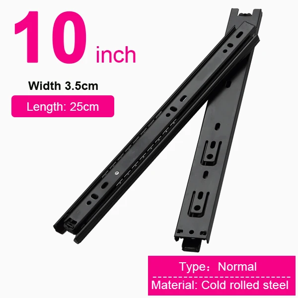 10 Inch (250mm) Выдвижная направляющая 35 мм бегуны ширина шарикоподшипник три раза полная прижимная рейка - Цвет: 10 Inch (250mm)