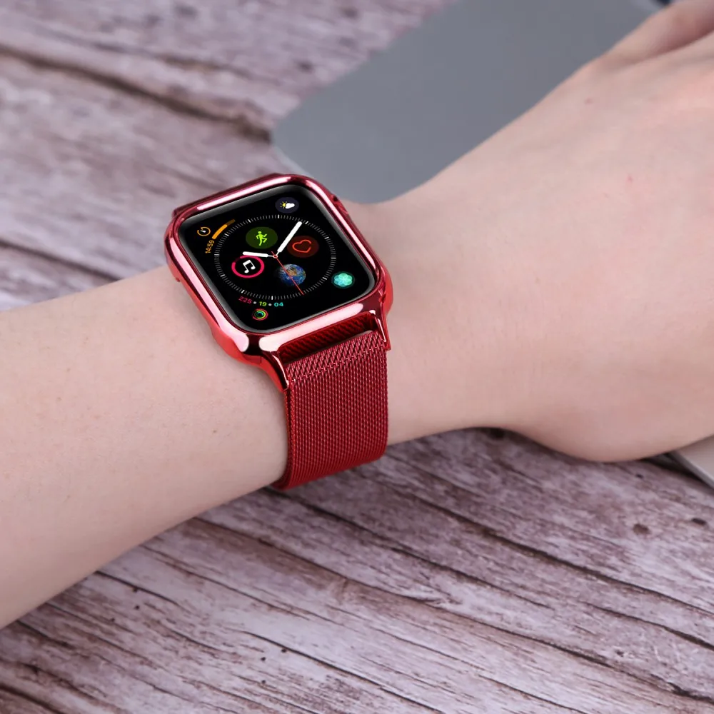 Миланская петля на магнитной застежке для Apple Watch Series 5, 4, чехол-браслет из нержавеющей стали, ремешок Ремешок для iWatch 40 мм, 44 мм, крышка ремешка