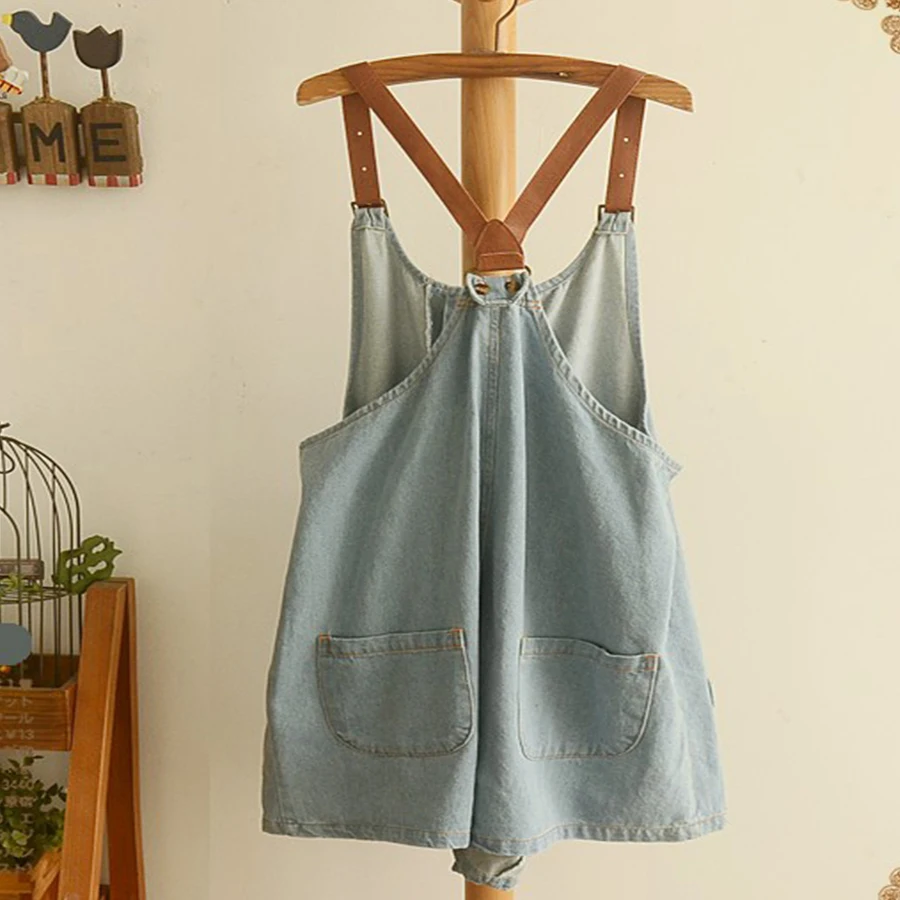 Комбинезон джинсовый в японском стиле девушки-Мори повседневный короткий синий