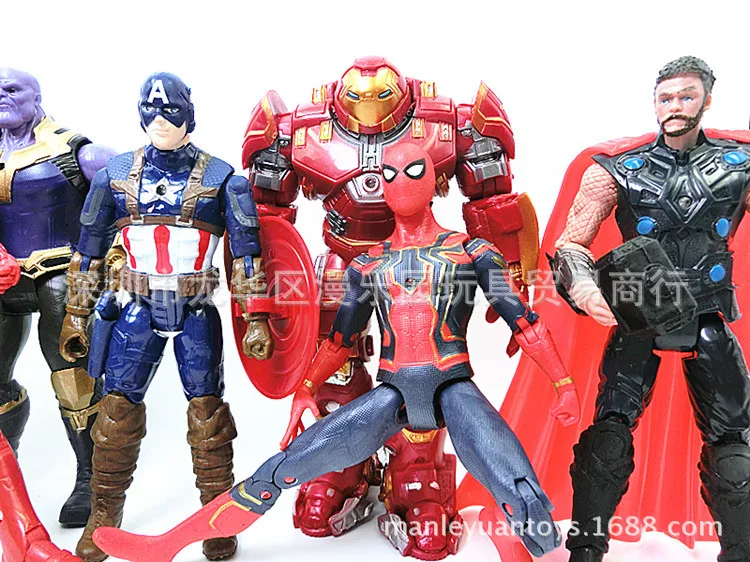 Avengers 3 Infinity War Thanos Iron Spider Figure Spiderman Hulk Black Panther Iron Man Action Figure Toys For Children 16-18CM