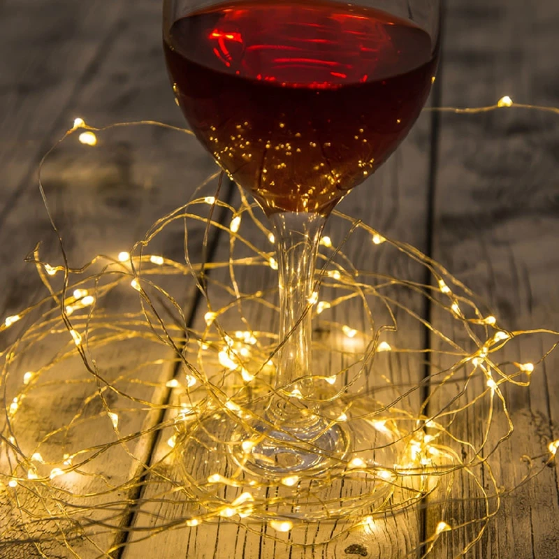 2 м медная серебряная проволока светодиодная гирлянда яркое праздничное