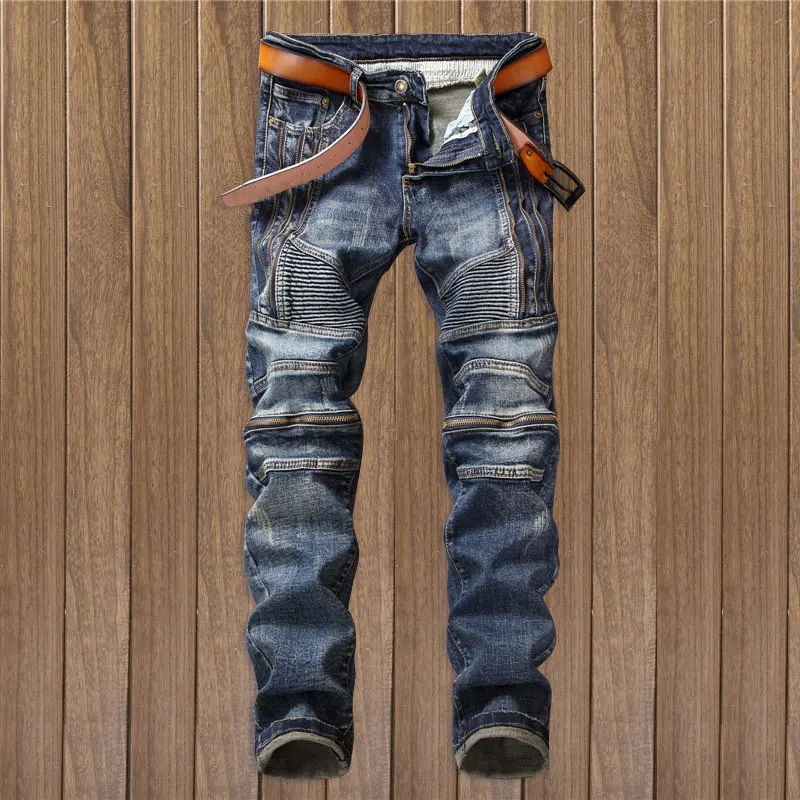 2018 new European and American fashion trend cool repair micro elastic men's small straight tube jeans (29-38) | Мужская одежда