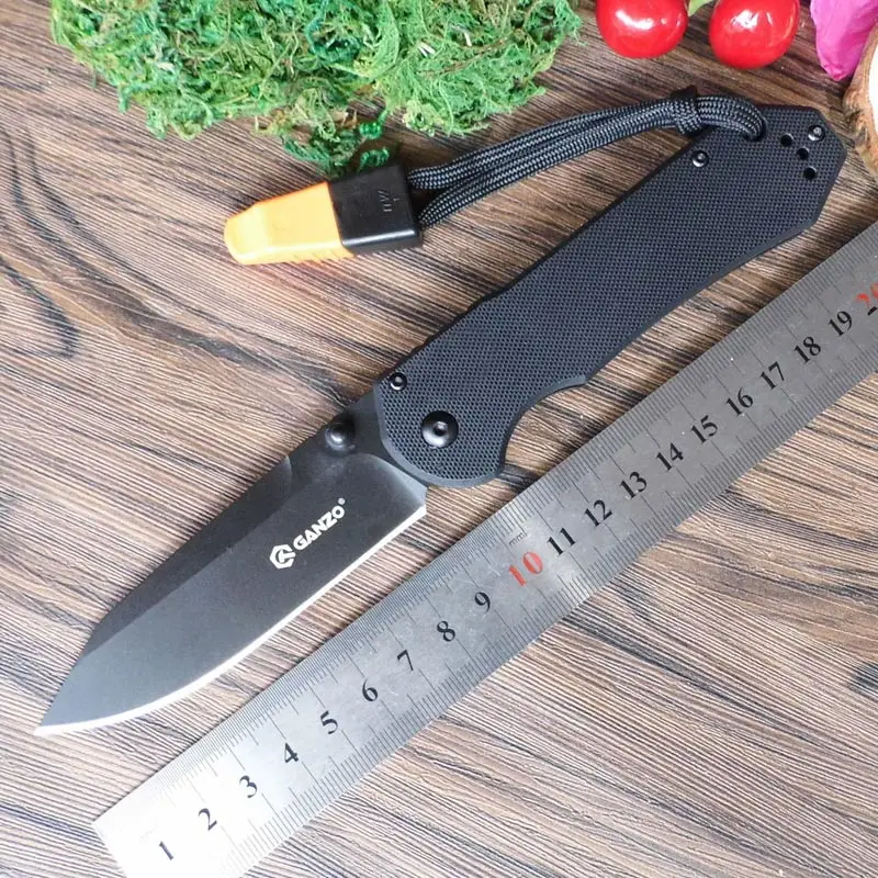 Черный 58-60HRC Ganzo G7453 440C G10 ручка со свистком складной нож выживания походный инструмент карманный нож тактический edc Открытый инструмент - Цвет: Черный