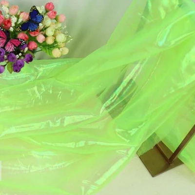 Fluorescent green 150 см* 100 см дизайнерская флуоресцентная ткань Яркая блестящая марлевая ткань для сцены, свадебного декора вуаль прозрачная голографическая ткань - Цвет: Fluorescent green