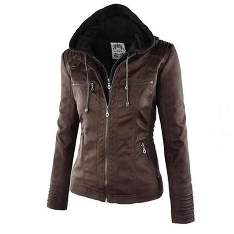 2016 Курточка бомбер Для женщин из искусственной кожи Зима Основные Пальто для