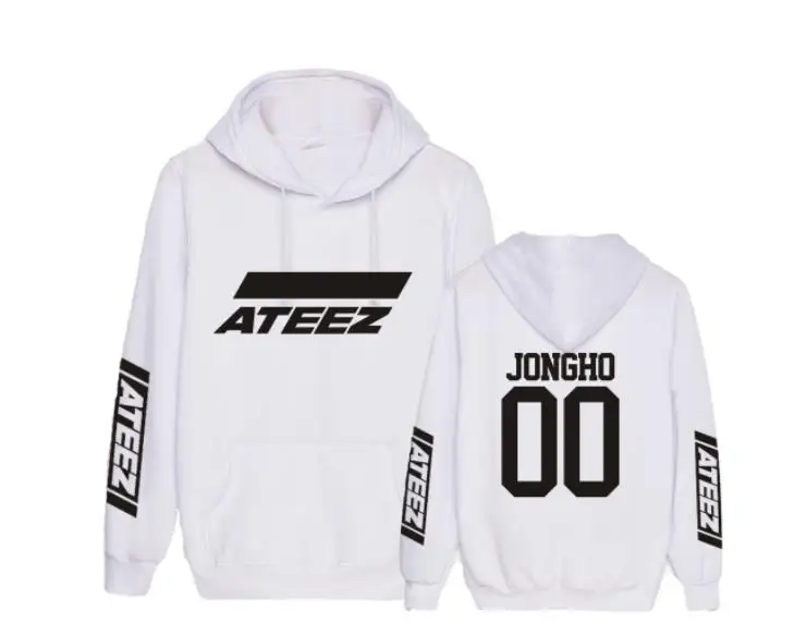 fleece Kpop ateez имя члена печать черный/белый пуловер свободные толстовки унисекс k-поп руно ateez Толстовка для на осень-зиму - Цвет: fleece