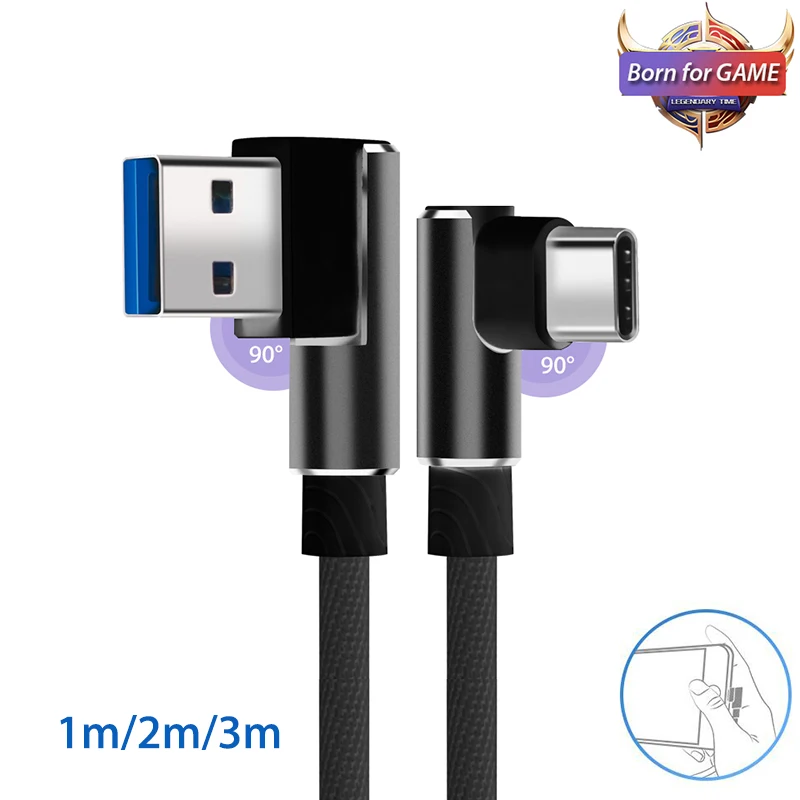 1/2/3 метра для Samsung Galaxy A50 A80 S10 S9 A3/A5/A7 2017 90 градусов USB Type C зарядный кабель телефона