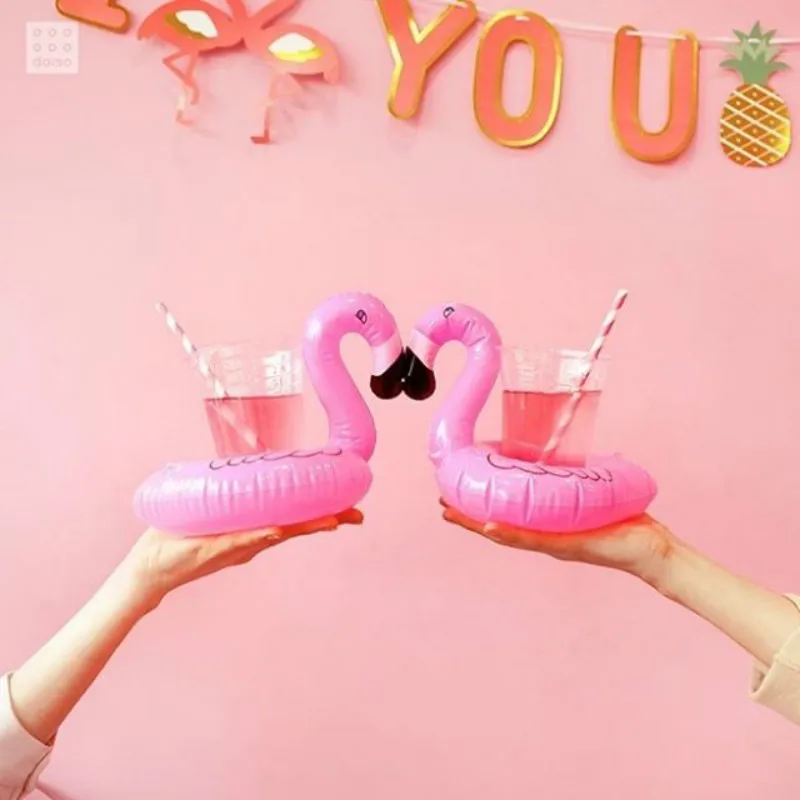 10 шт. Мини милый Фламинго держатель для напитков ПВХ надувной плавающий