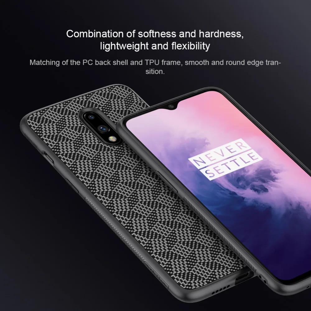 10 шт/партия NILLKIN плед синтетического волокна чехол для телефона Oneplus 7/Oneplus 7 pro углеродистая PP пластиковая задняя крышка
