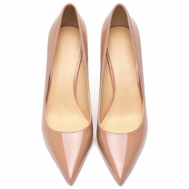 KATELVADI Wedding Shoes High Heels Women Pumps Nude Patent Leather Fashion Ladies Shoes 8CM Thin Heel Shoes For Women,K-318