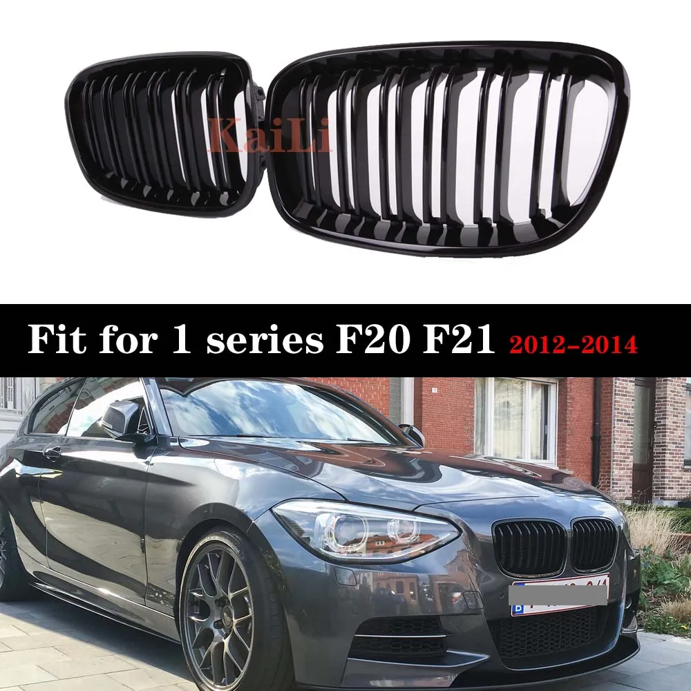

ABS Replacement Matt Gloss Black Front Kidney Grille Grill Double Line Racing Grills For BMW 1 Series F20 F21 2012 2013 2014