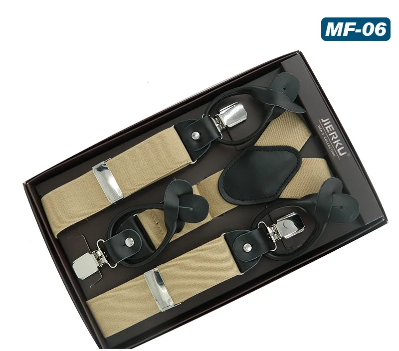 Мужские подтяжки из натуральной кожи комбинированные брюки с пуговицами или