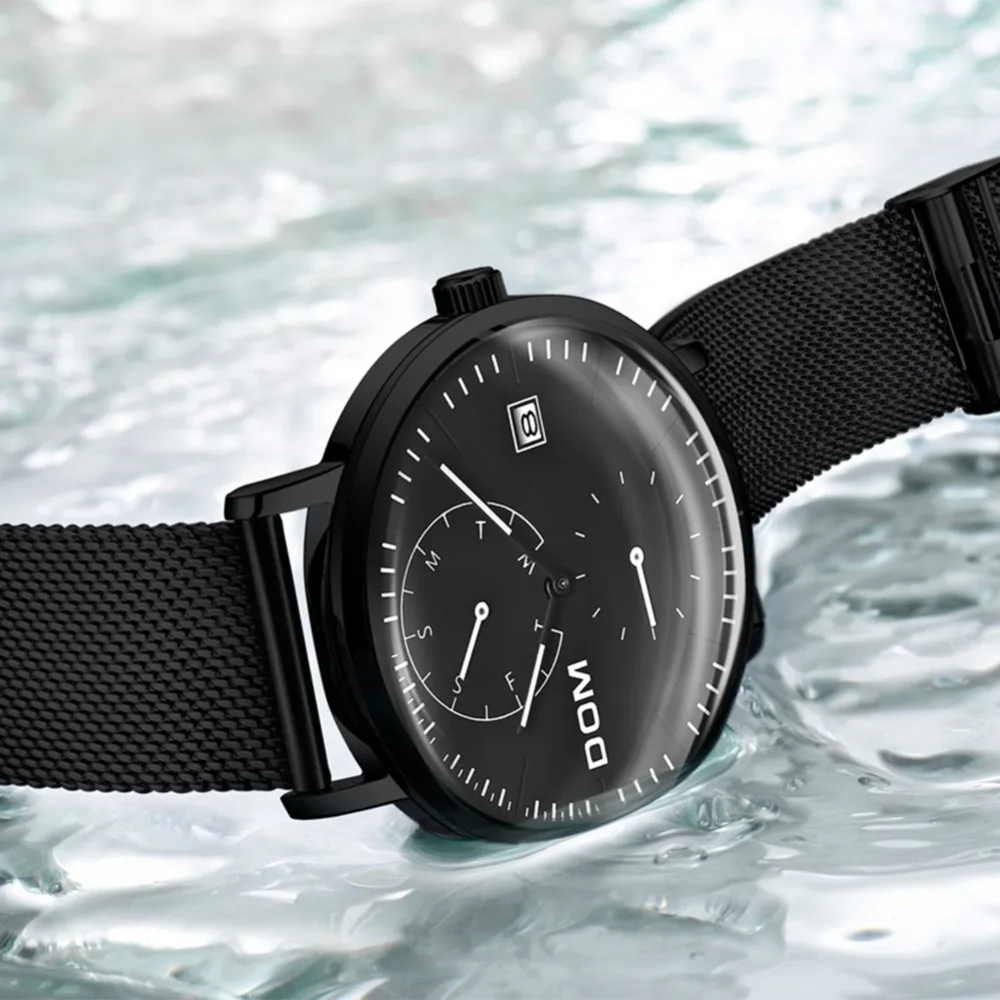 DOM Топ брендовые роскошные часы мужские из нержавеющей стали ультратонкие