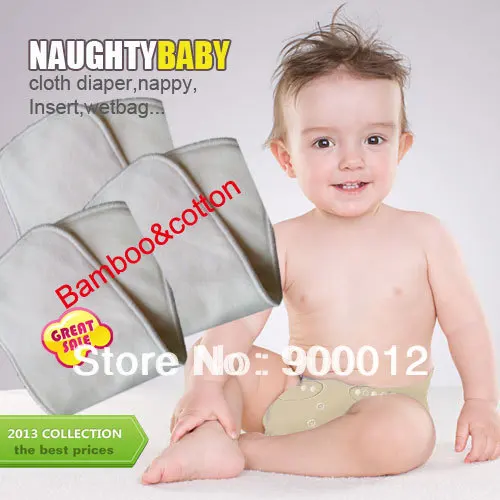 Free Sipping NaughtyBaby Bamboo cotton 150pcs 4 Layers pure Bamboo Organic Cotton Pads Babies Changing pads Nappies Inserts