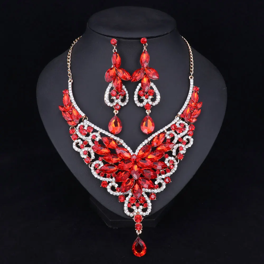 Модные стразы Свадебные Ювелирные наборы для невест вечерние аксессуары