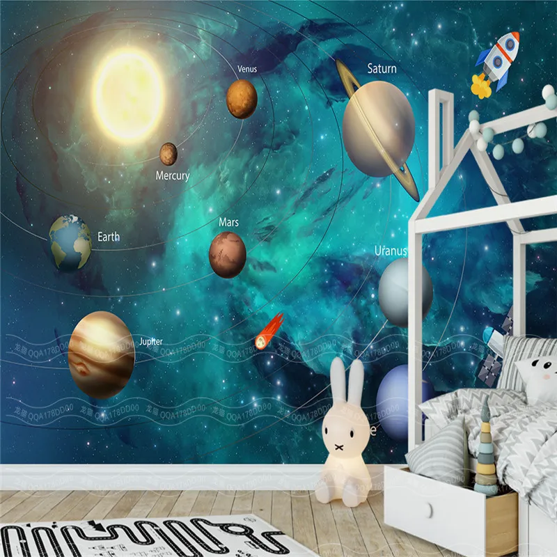 

Custom Large 3D Murals Space Universe Wallpapers for Children's Room Starry Sky Planet Wall Papers 3D Stereoscopic Home Decor