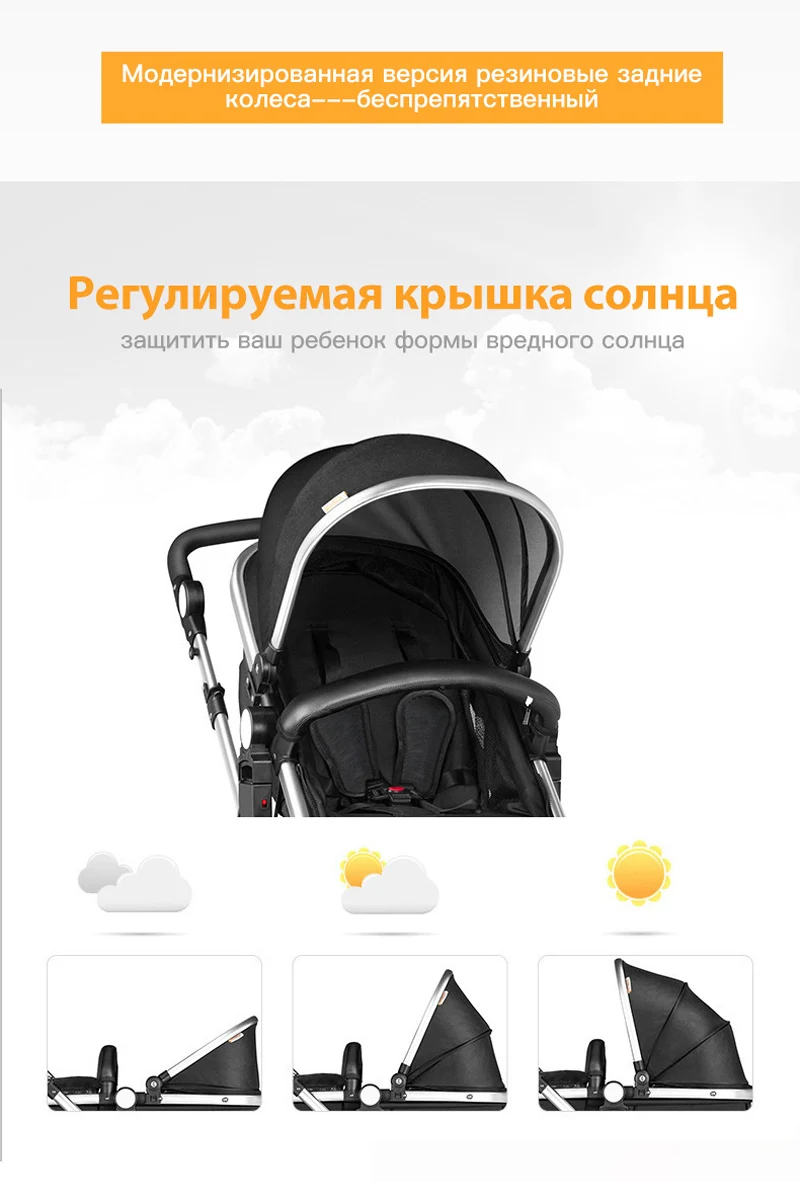 Besrey 2 в 1 Роскошная детская коляска с высоким пейзажем, Противоударная коляска для новорожденного, коляска для малышей