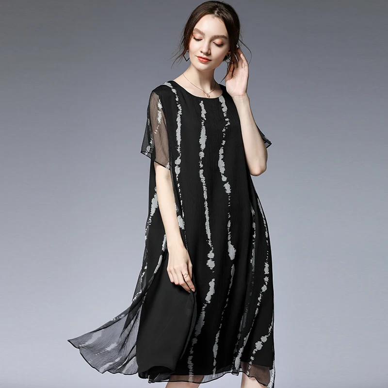

Female Summer Chiffon Loose Party Casual Boho Dresses Plus size 2020 Women Beach work fashion extra large chiffon dresses 4xl
