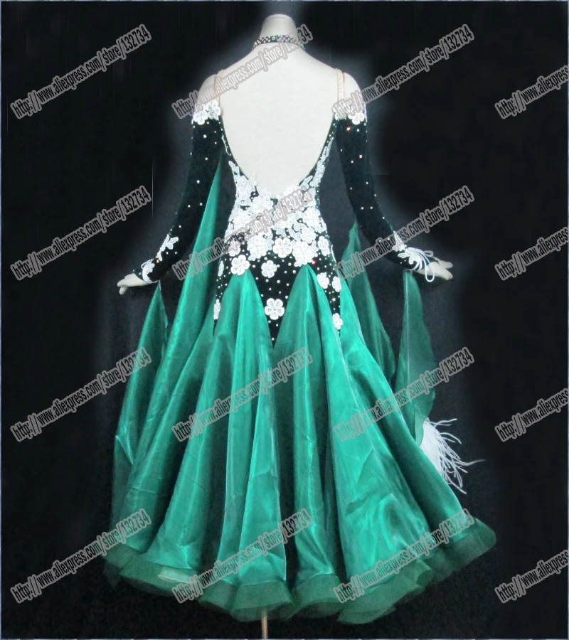 Платье для современных бальных танцев с перьями вальса Танго гладкое платье