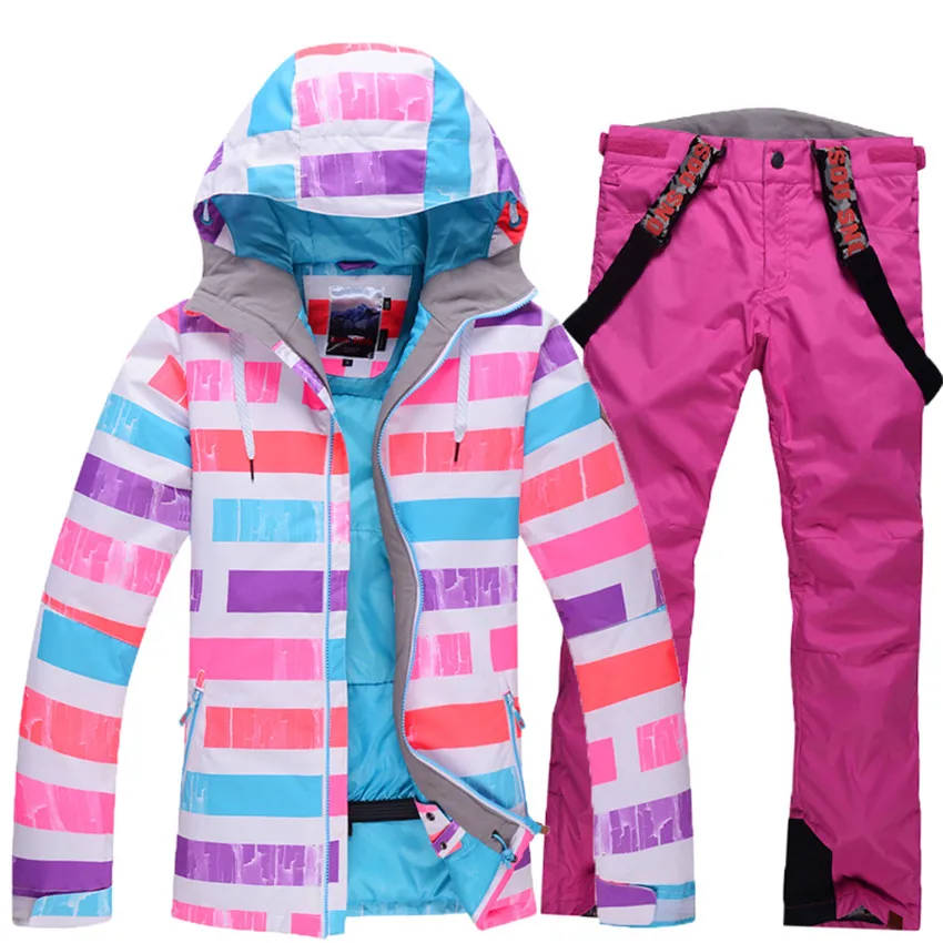 Gsou снег Лыжная куртка Водонепроницаемая дышащая толще теплая зимняя одежда +