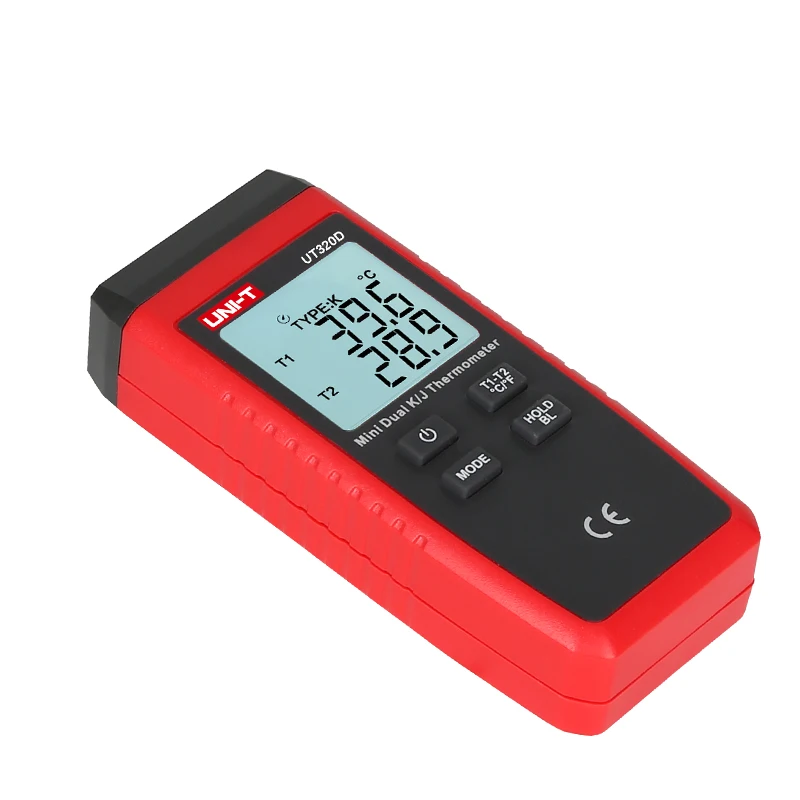 Мини термометр UNI T UT320D двухканальный щуп термопары K /J с датчиком температуры
