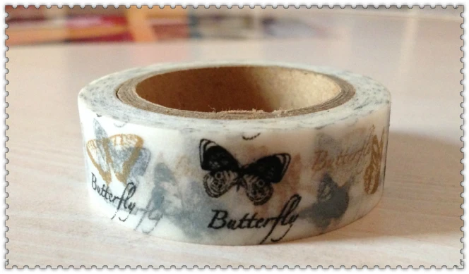 

Beautiful high quality washi paper tape/15mm*10m beautiful black and golden butterfly masking japan washi tape