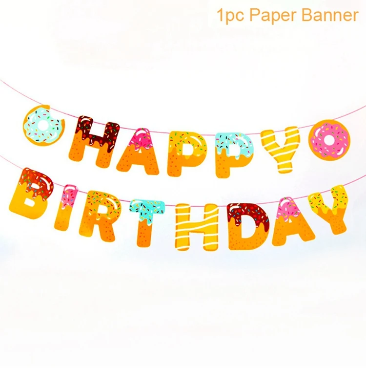 Donuts Banner FENGRISE, подставки для пончиков, настенные, вечерние, для пончиков, для детей, для вечеринки в честь Дня рождения, декор для детского душа, для дня рождения, украшения для детей - Цвет: Donuts Banner