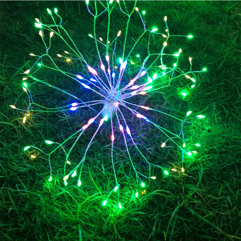 Подвесной светильник Starburst, 80 светодиодов, 120 светодиодов, RGB, DIY, фейерверк, медная гирлянда, Рождественский уличный светильник, мерцающий светильник