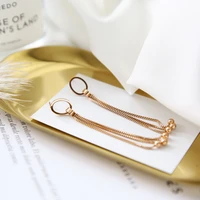 yun ruo 2021 new arrival fashion oval snake chain tassel stud earring rose gold color woman gift titanium steel jewelry not fade