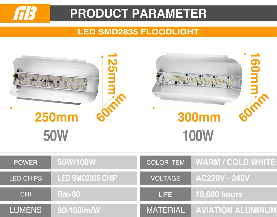 Светодиодный прожектор 50 Вт 100 Вт SMD2835 светодиодный прожектор IP65 Водонепроницаемый светодиодный светильник для наружного освещения переменного тока 220 в 230 В ультратонкая дизайнерская настенная лампа