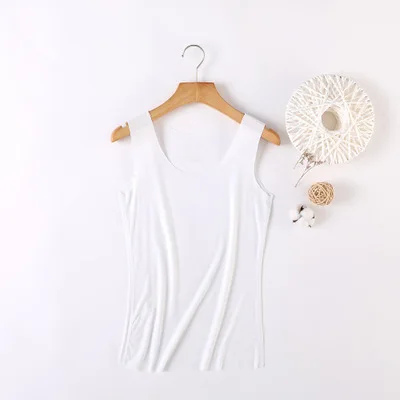 Белый Summer Cool Tank Top Women Fitness Modal Soft Vest No Trace Cutting Bustier Tops Sexy Debardeur Female Base Shirt 4xl Black Tees - Цвет: Белый