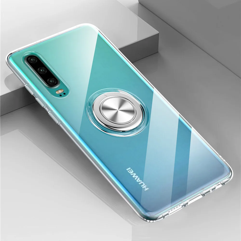 Чехол с магнитным кольцом держателем для Huawei P20 P30 Mate 20 Lite Honor 8X 10 мягкий