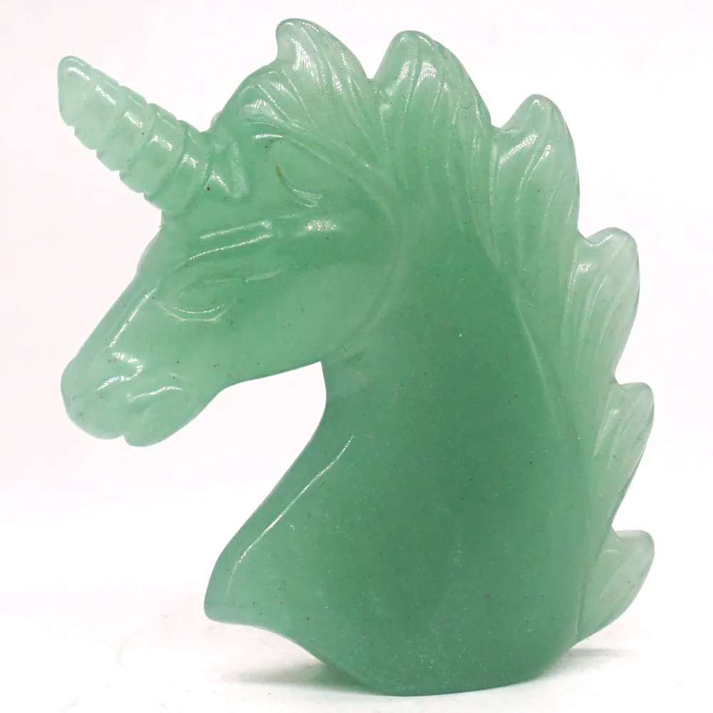 Голова Единорога искусственный натуральный зеленый авантюрин исцеляющая