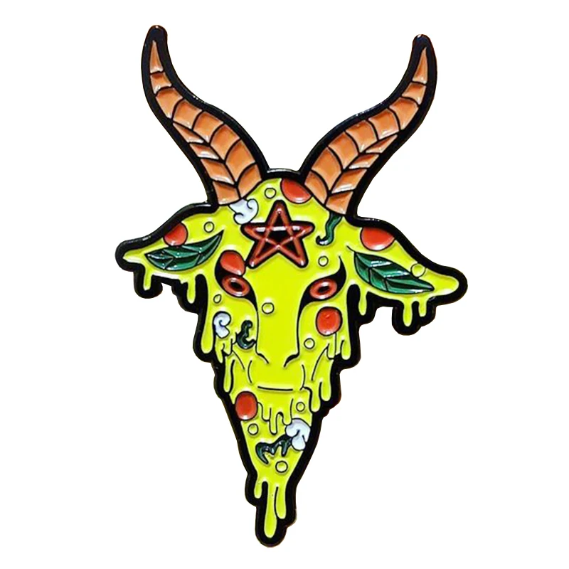 Череп козла брошь супернатуральная пентаграмма кулон листочки значок
