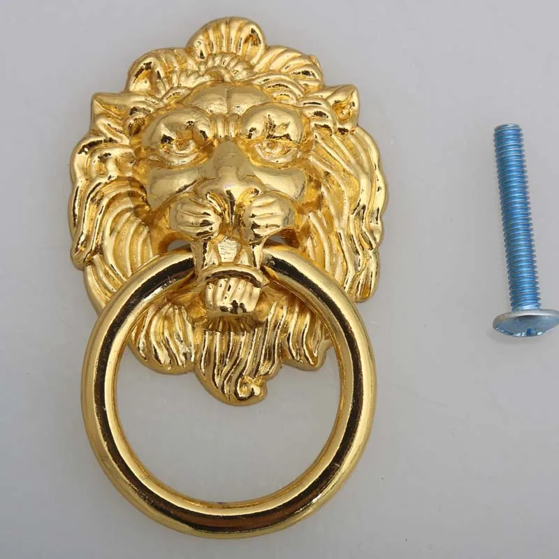 Длина 90 мм Большой Лев в винтажном стиле ручки золотого цвета для ящика шкафа