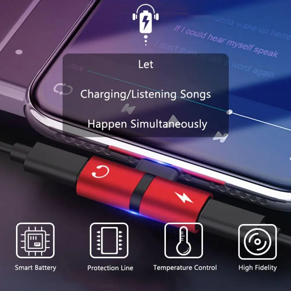 2 в 1 сплиттер для Lightning Аудио зарядки музыки вызова адаптер iPhone 7 8 Plus/X наушников